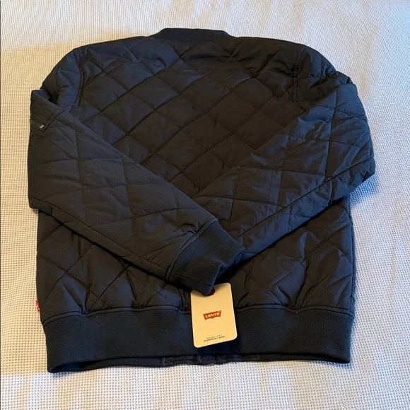 Levi's Black Quilted Bomber Jacket with Orange Lining - Picture 2 of 3